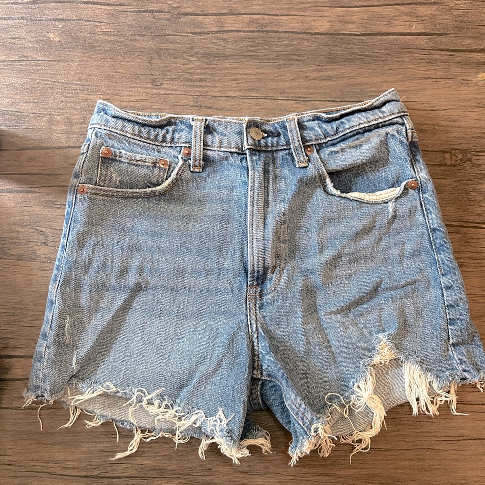 Abercrombie High Rise Denim Mom Shorts